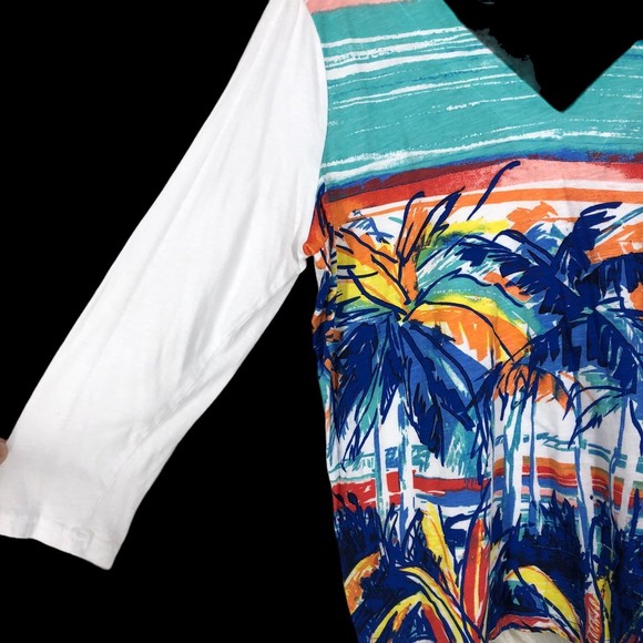 Vintage Caribbean Joe 3/4” Sleeve Blouse, Beach, Island Vibes Coastal Grandma - Picture 4 of 6